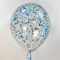 Шар с конфетти "Синий, бирюзовый, серебро" - Заказать воздушные шары с доставкой по Екатеринбургу "ШарыДляВас"