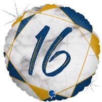 Цифра "16" Мрамор Синий - Заказать воздушные шары с доставкой по Екатеринбургу "ШарыДляВас"