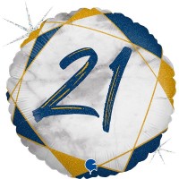 Цифра "21" Мрамор Синий - Заказать воздушные шары с доставкой по Екатеринбургу "ШарыДляВас"