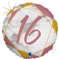 Цифра "16" Мрамор Розовое золото - Заказать воздушные шары с доставкой по Екатеринбургу "ШарыДляВас"