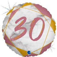 Цифра "30" Мрамор Розовое золото - Заказать воздушные шары с доставкой по Екатеринбургу "ШарыДляВас"