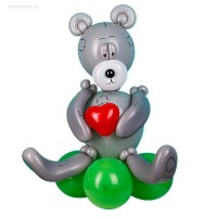 Мишка с букетом - Заказать воздушные шары с доставкой по Екатеринбургу "ШарыДляВас"