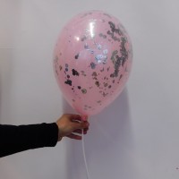 Шар в шаре с конфетти! розовый + серебро - Заказать воздушные шары с доставкой по Екатеринбургу "ШарыДляВас"
