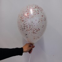 Шар в шаре с конфетти! белый + розовое золото - Заказать воздушные шары с доставкой по Екатеринбургу "ШарыДляВас"