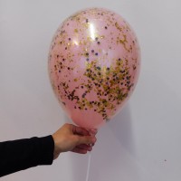 Шар в шаре с конфетти! розовый + золото с черным - Заказать воздушные шары с доставкой по Екатеринбургу "ШарыДляВас"
